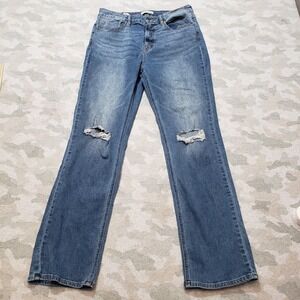 Vigoss Jeans Womens 31 Blue Straight Distressed Pockets‎ Denim Medium Wash